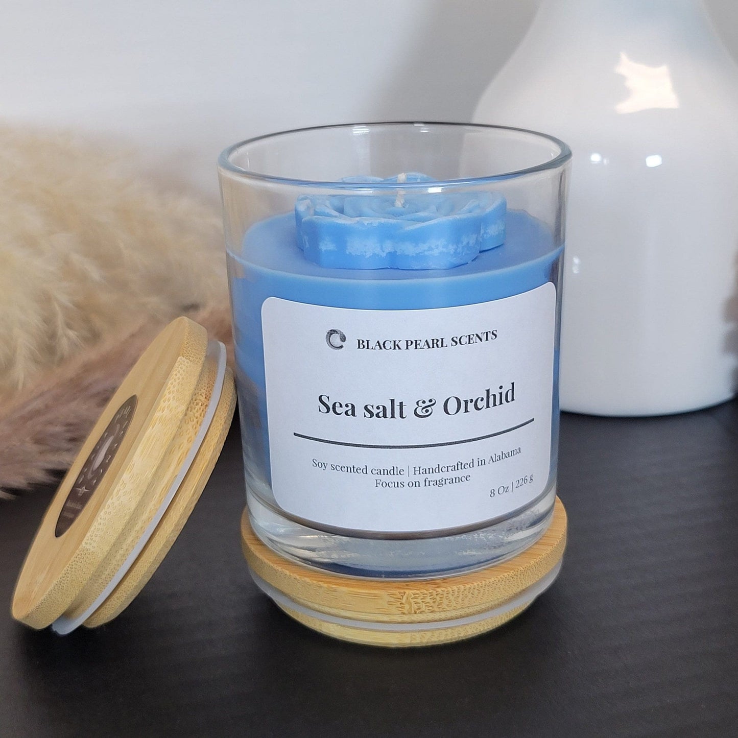 Sea Salt & Orchid Soy Candle – Floral & Coastal Home Scent