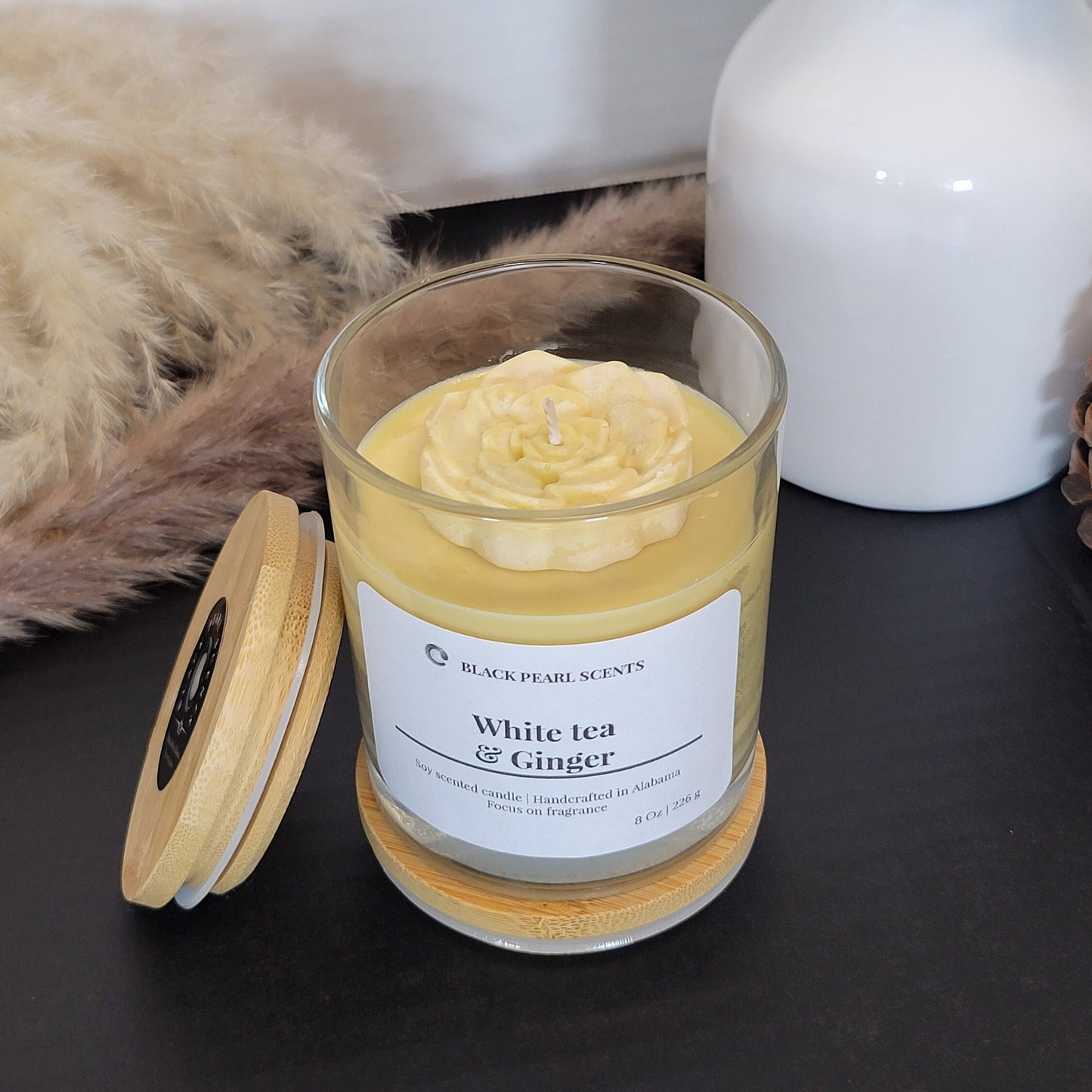 White Tea & Ginger Soy Candle | 8oz Spa Aromatherapy Candle For Relaxation Candle