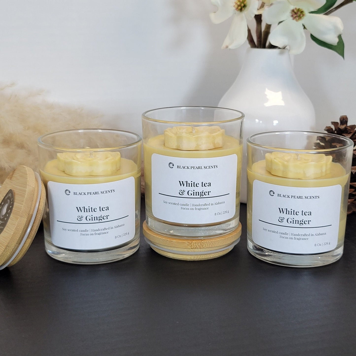 White Tea & Ginger Soy Candle | 8oz Spa Aromatherapy Candle For Relaxation Candle