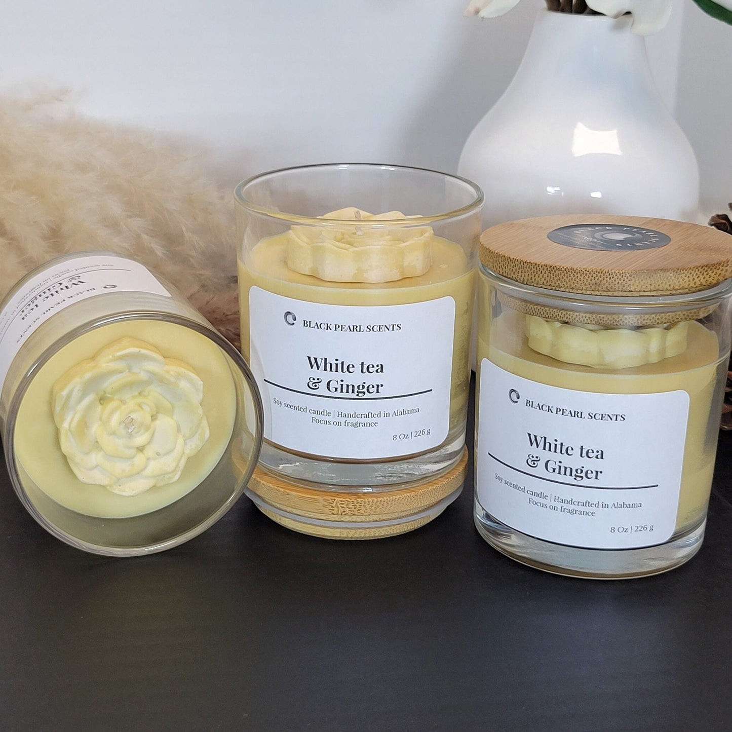 White Tea & Ginger Soy Candle | 8oz Spa Aromatherapy Candle For Relaxation Candle