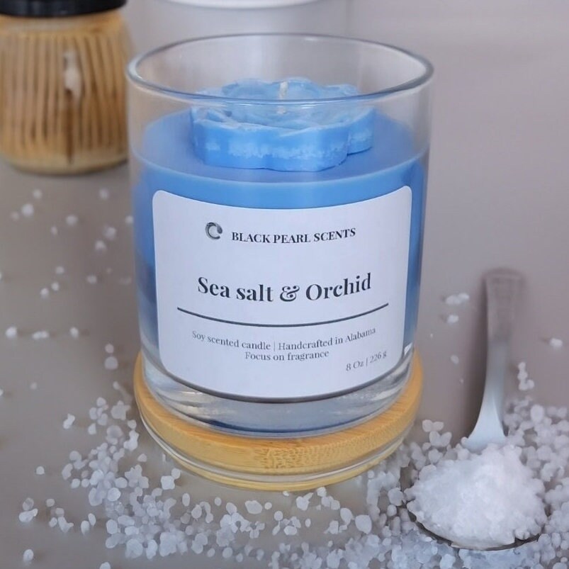 Sea Salt & Orchid Soy Candle – Floral & Coastal Home Scent