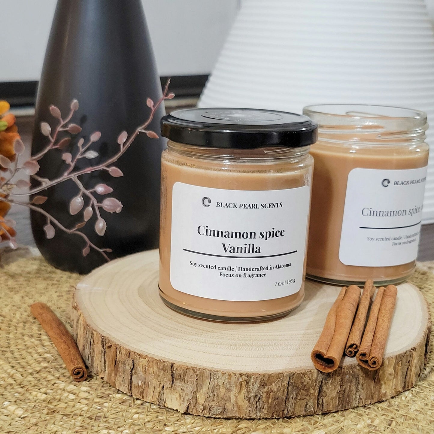 Cinnamon Vanilla Soy Candle | Cozy Autumn Fall Aromatherapy Candle