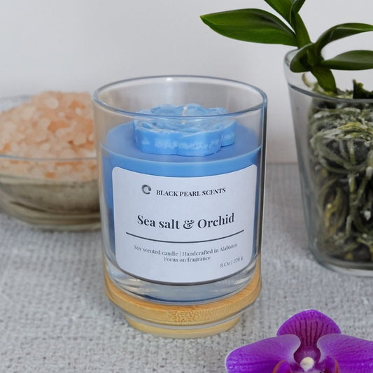 Sea Salt & Orchid Soy Candle – Floral & Coastal Home Scent
