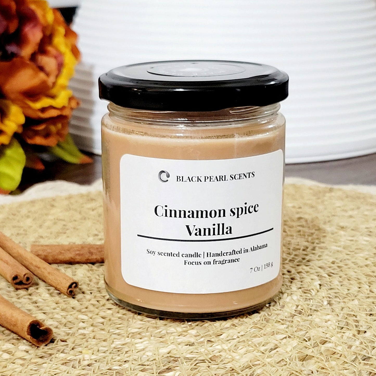 Cinnamon Vanilla Soy Candle | Cozy Autumn Fall Aromatherapy Candle