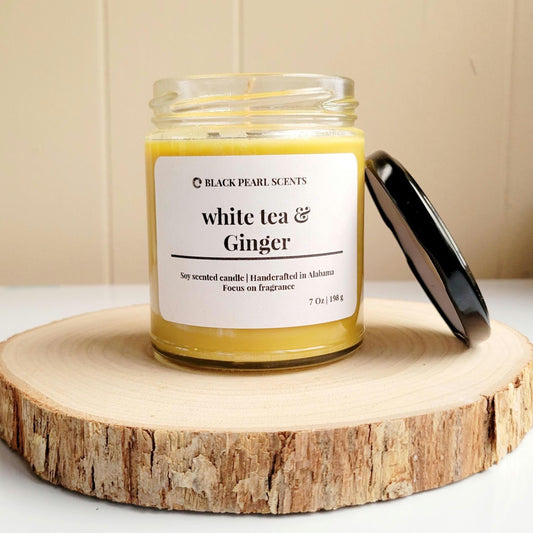 White Tea & Ginger Soy Candle | Spa Aromatherapy | Eco-Friendly Relaxation